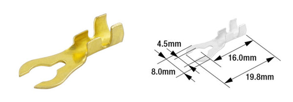 Tourmax Fork Terminal mâle Ø4,5 mm de type B-21-Brass-100-Pack-ETP-81