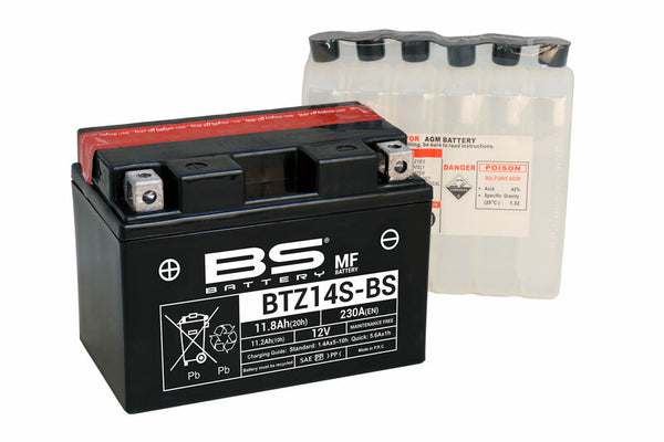 BS Batterie wartungsfreies Batterien mit Säurepack - BTZ14S-BS 