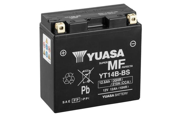 Yuasa onderhoud -vrije batterij met zuurpakket -yt14b -b