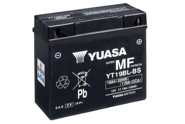 Yuasa onderhoud -vrije batterij met zuurpakket -YT19BL -B