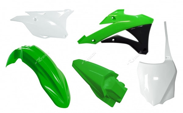 Racetech Plastic Kit OEM Color Green/White Kawasaki KX85 R-Kitkx0-OEM-598