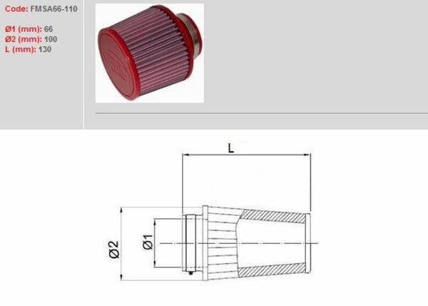 BMC-Luftfilter verjüngt Ø66mm-FMSA66-110 FMSA66-110
