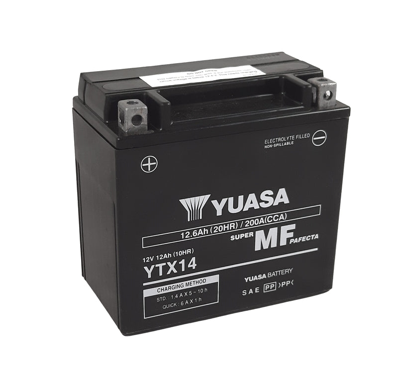 Yuasa w/c batterijonderhoud gratis fabriek geactiveerd - ytx14 fa