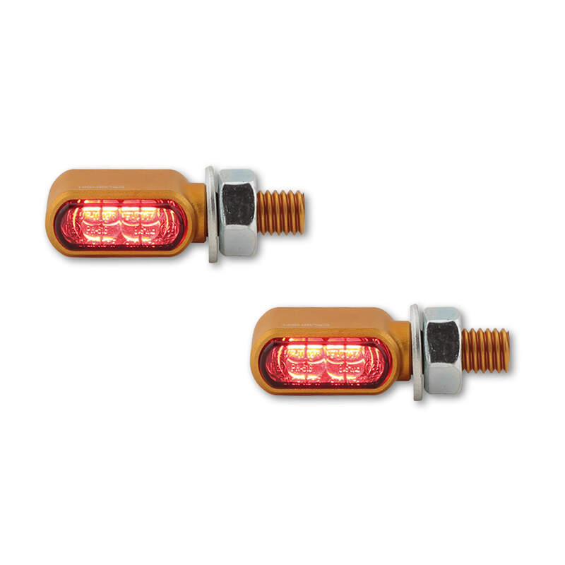 Highsider CNC LED 3in1 Schwanz, Bremslicht, Indikator Little Bronx, Gold, Tinted, E-zugelassen, (Paar) 254-2864