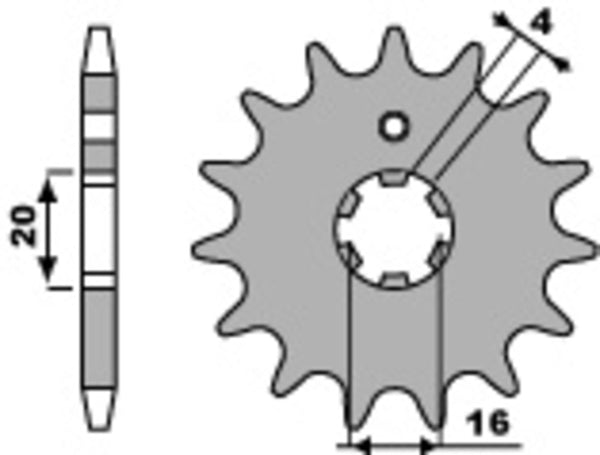 PBR staalstandaard voorste sprock 554 - 428 554 15 18NC
