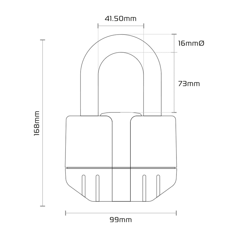 Oxford Boss Alarm Lock 16mm + ketting 12 mm x 1,5 m LK481