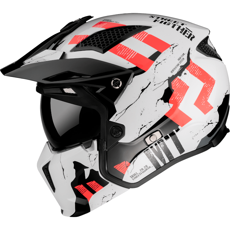 MT Helme öffnen MC Helm Streetfighter Twin Pearl White