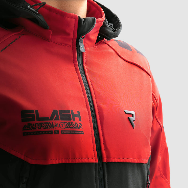 Rebelhorn Softshell Mc-Jacket Slash Schwarz /Rot