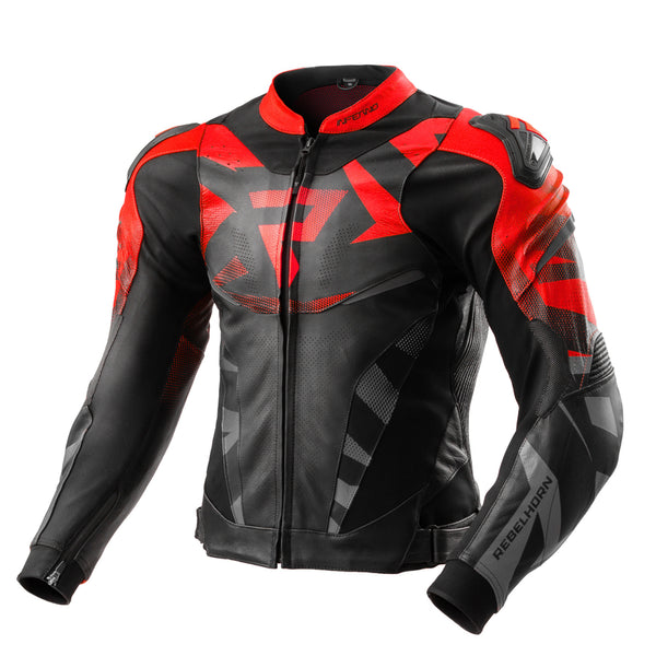 Rebelhorn mc-leather jacket inferno black /red