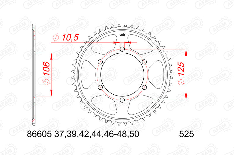 AFAM Steel Standard Achter Sprock 86605 - 525