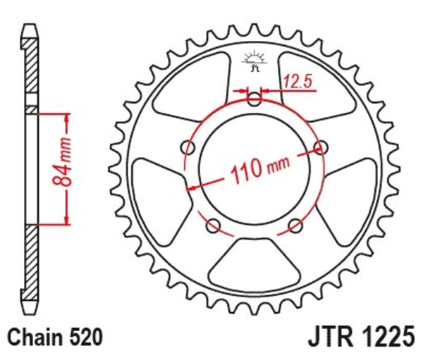 JT Sprock's Steel Standard Achter Sprock 1225 - 520 JTR1225.40