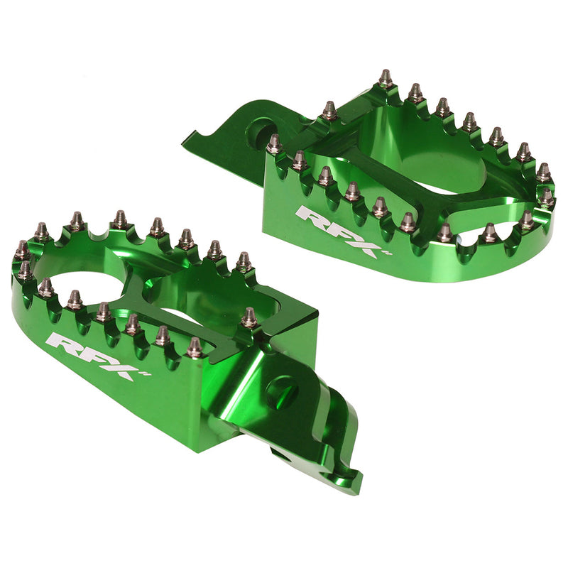 RFX Pro Footrests (Green) - Kawasaki KXF250/450