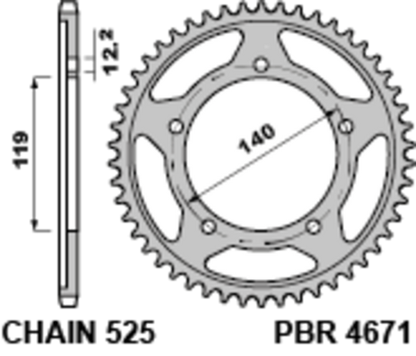 PBR staal standaard achterste spropet 4671 - 525 4671 44 C45