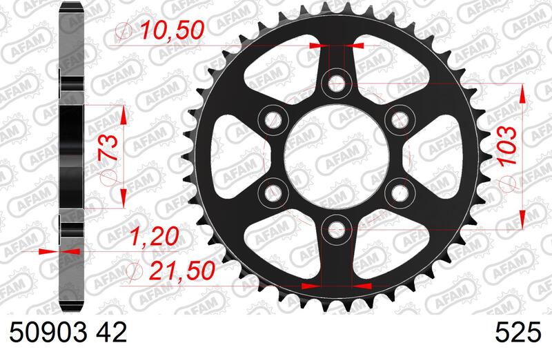 AFAM staal standaard achterste sprock 50903 - 525