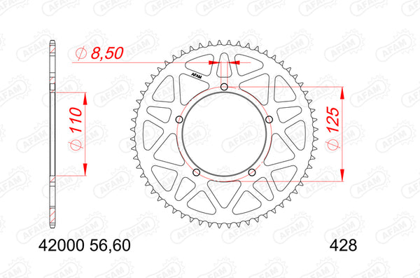 AFAM Aluminium achterste wooibes 12000-60 42000-60
