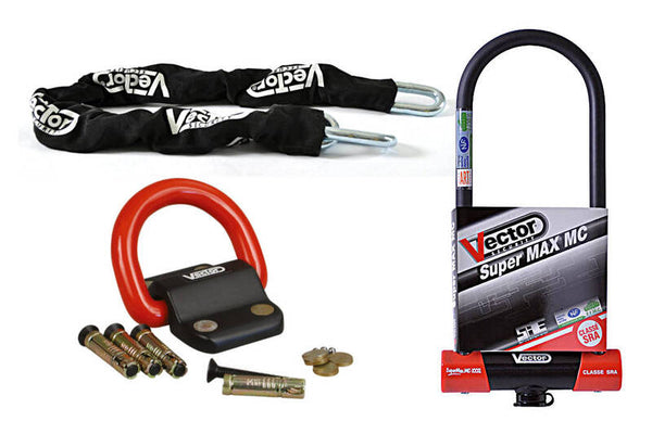 Vector Anti-Theft Kit-Super Max L2 U-Lock Ø16mm + chain Ø13mm / 1.3m + fastener Ø22mm