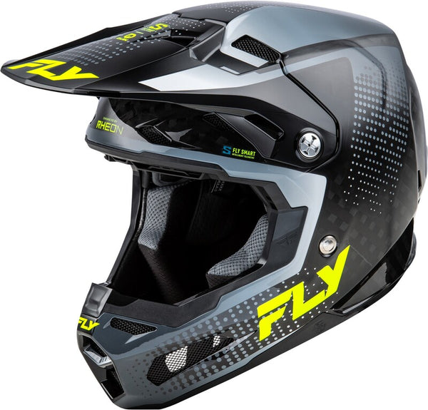 Casque de carbone de Fly Racing Formule Carbone-Black Carbon / Gray / Hi-Vis 73-4464X