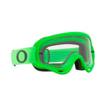 Oakley O Frame MX Moto Green motocrossglasögon med klar lins och ventilerad ram, idealiska för skydd och komfort vid motorcykelkörning.