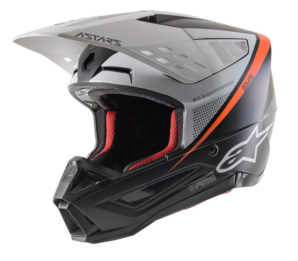 Alpinestars SM5 Rayon Cross MC Helm Matts Schwarz /Weiß /Fluo-Orange