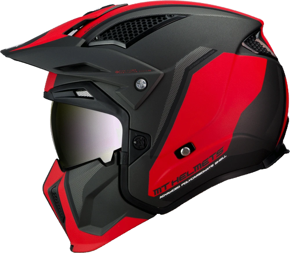 MT Helme öffnen MC Helm Streetfighter C5 Matt Red