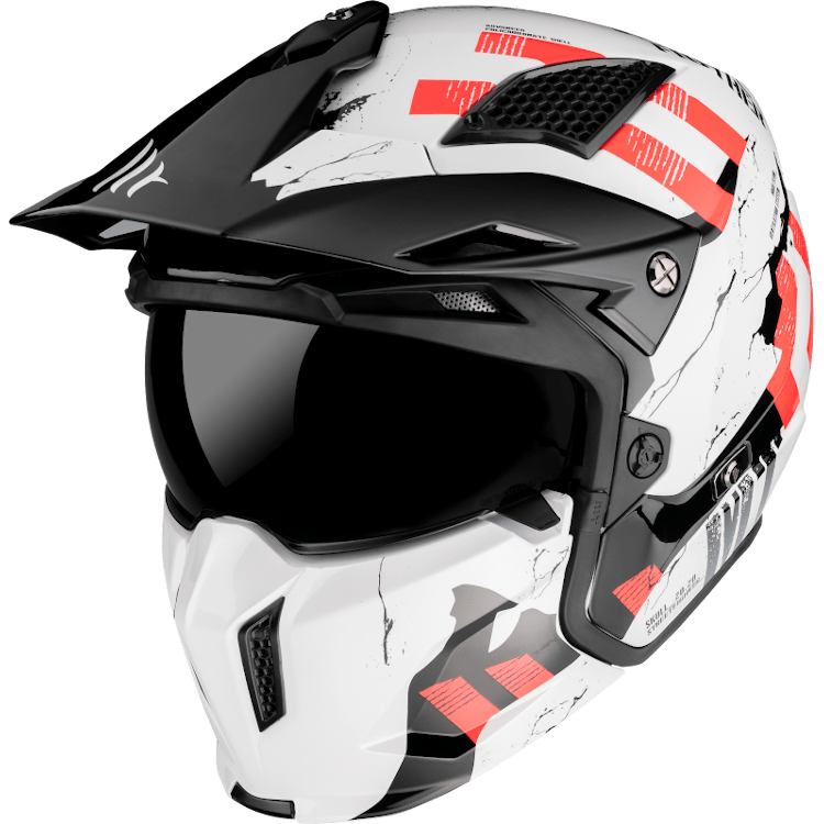 MT Helme öffnen MC Helm Streetfighter Twin Pearl White