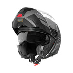 Schuberth C5 Master Grå mc-hjälm med uppfällbar front, bekväm inredning och säkerhetsfunktioner. Perfekt för stad och touring.