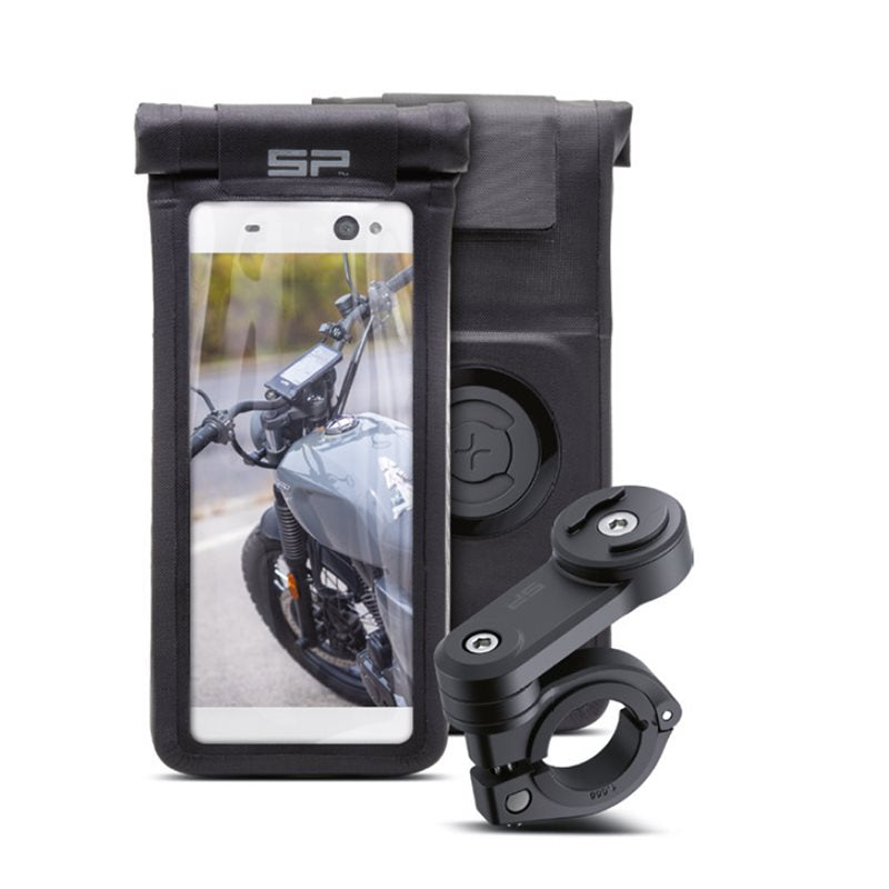 SP Connect Moto Bundle LT med Universal Phone Case SPC+ och monteringsfäste för motorcykel. Perfekt för säker mobilmontering.