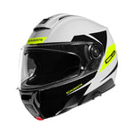 Schuberth C5 Eclipse öppningsbar MC-hjälm i vit och svart med gula detaljer, visir och avancerad ventilation. Köp nu!