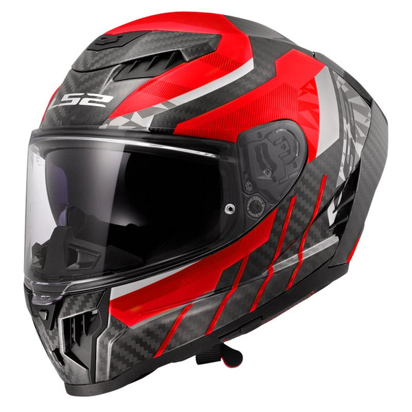 LS2 Integral MC Helmet Dragon Carbon Forged Trax Red /White