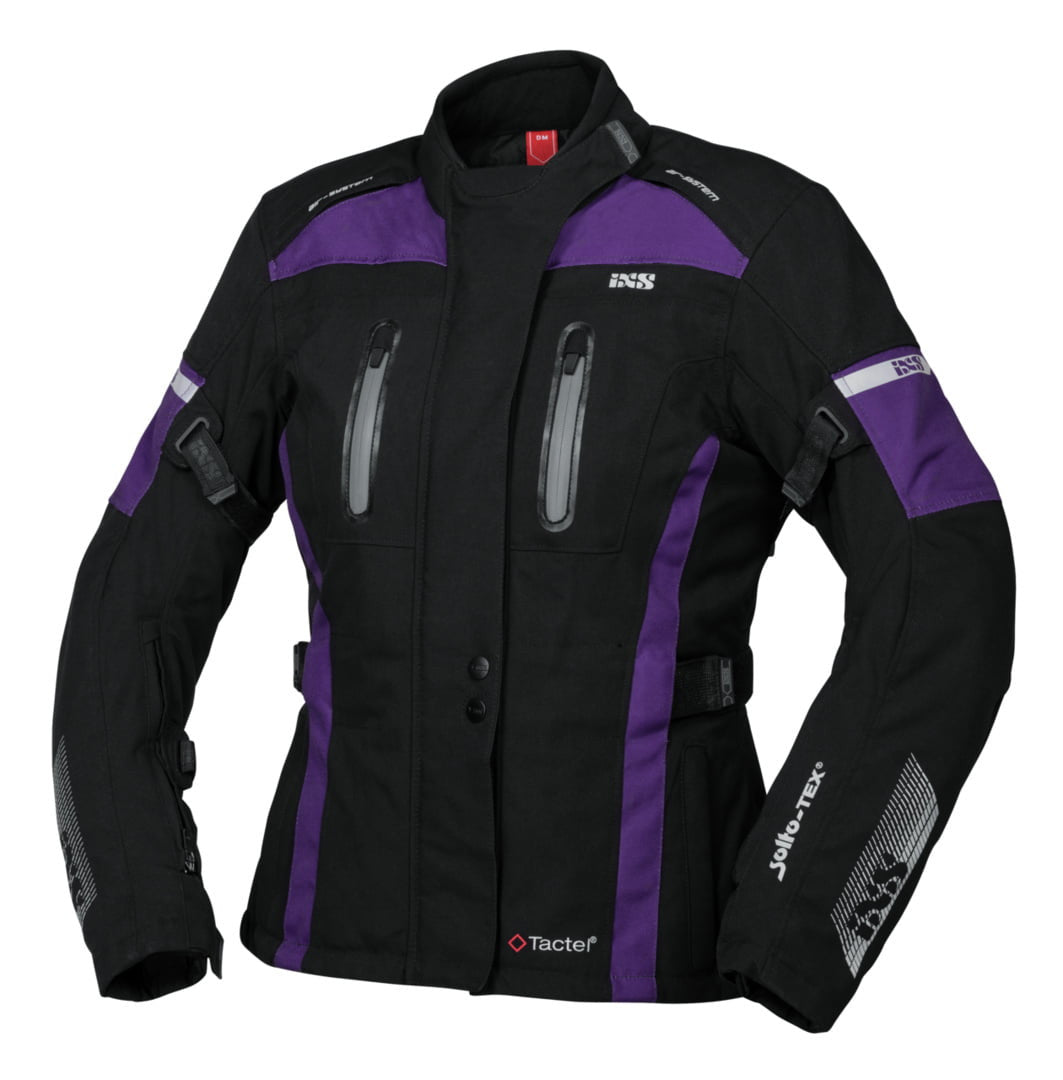 ixs dame textiel mc -jacket pacora -st zwart /paars