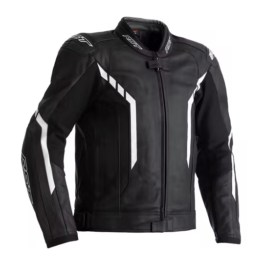 RST MC-Lederjacke Achse Schwarz /Weiß