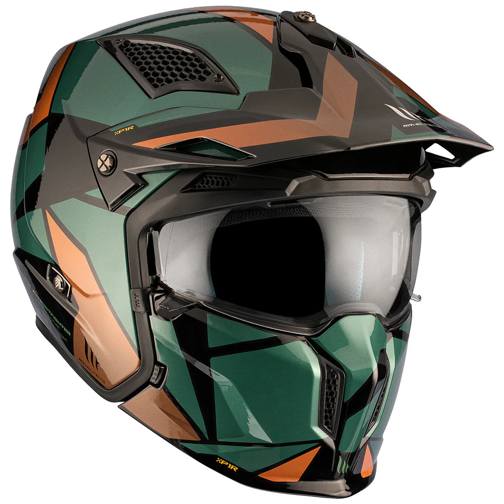 MT Helme öffnen MC Helm Streetfighter SV S P1R Green