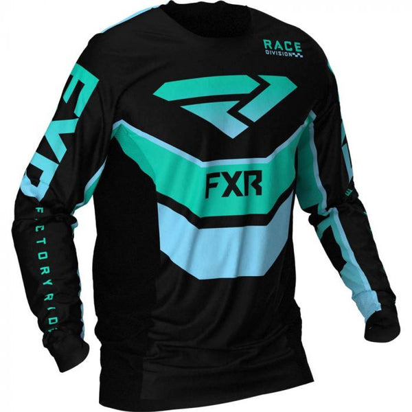 FXR Podium MX Crossshirt 21 Schwarz / Mint / Himmelblau 