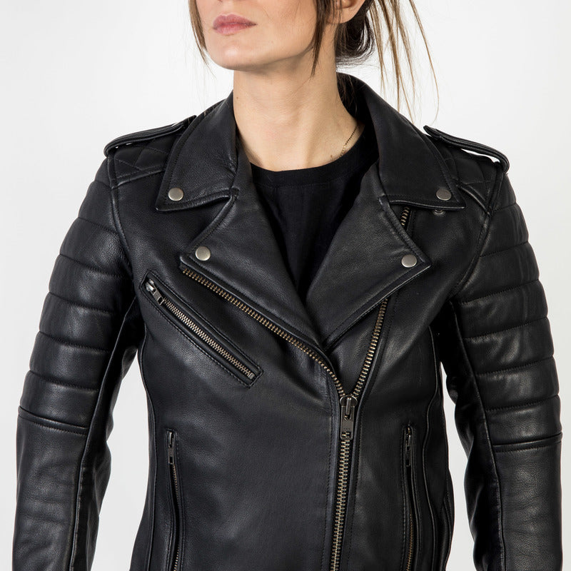 Ozone Lady Mc-Leather Jacke Ramones modern schwarz